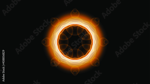 Sun Solar Eclipse Orange Fire Dark Background Vector Moon Design Style Space Science Glow Light