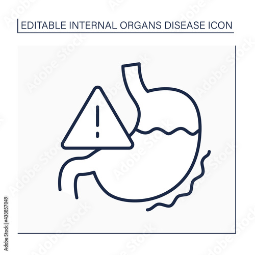 Indigestion line icon. Dangerous disease. Diagnostic and treatment. Healthcare. Indigestion, colic. Internal organs disease concept.Isolated vector illustration.Editable stroke