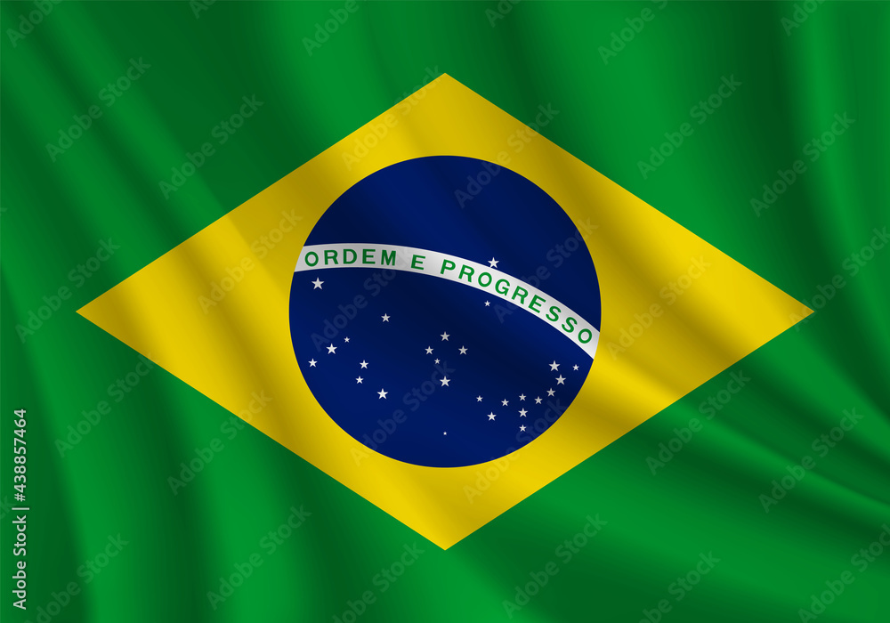 Fototapeta premium Brazilian realistic wavy flag vector