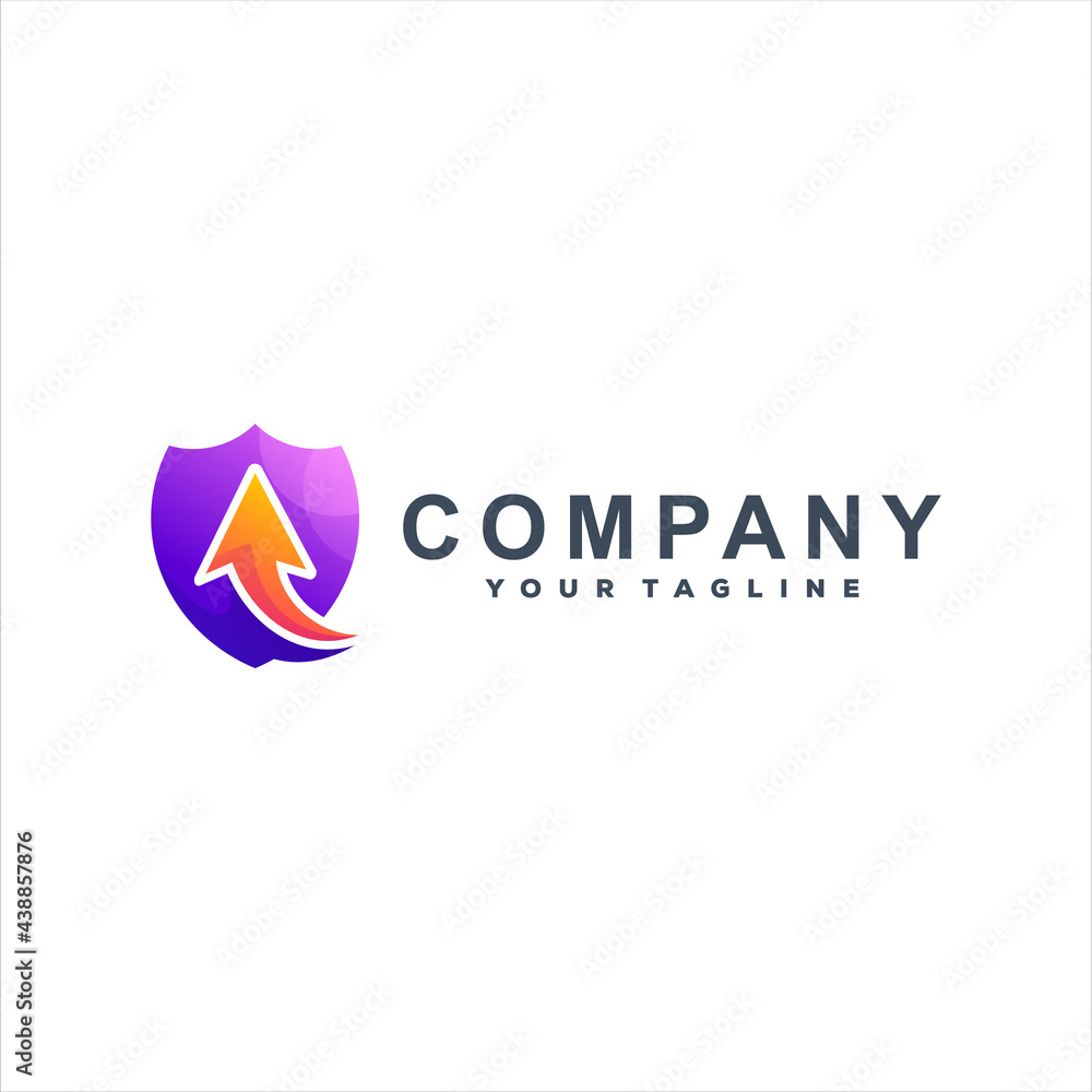 shield arrow gradient logo design shield arrow gradient logo design