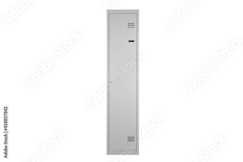 Metal lockers for locker room. Change room metal locker box on the white background isolated
