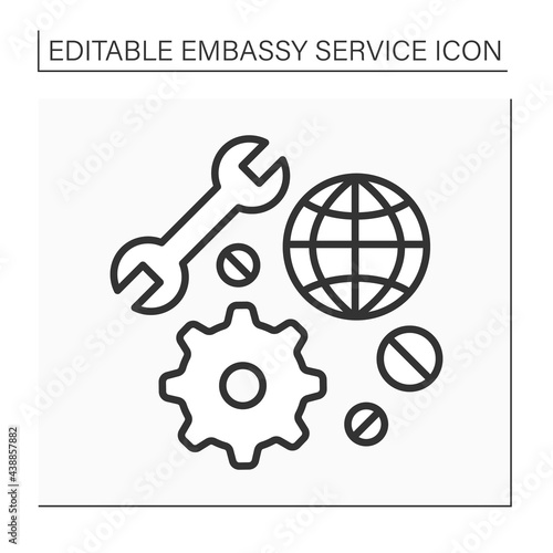 Technical support line icon. Fast help in restoring and repairing equipment. Embassy service concept. Isolated vector illustration. Editable stroke photo