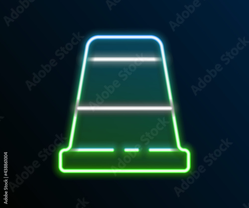 Glowing neon line Thimble for sewing icon isolated on black background. Colorful outline concept. Vector
