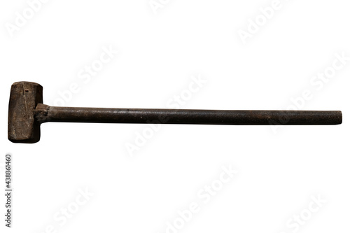 old rusty sledgehammer full metal isolated on white background