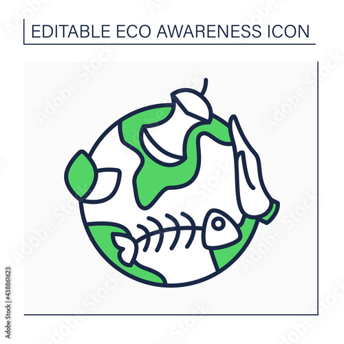 Food waste line icon. Prevention of food waste. Organic leftovers. Eco awareness concept. Isolated vector illustration. Editable stroke