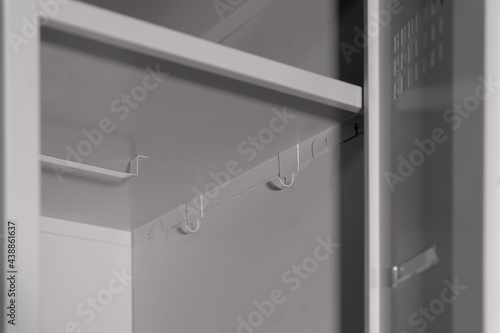 White lockers for locker room. Change room metal box