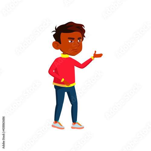 offended indian boy requiring pocket money from father cartoon vector. offended indian boy requiring pocket money from father character. isolated flat cartoon illustration