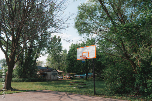 Basketball Hoop in the countryside on a sunny day