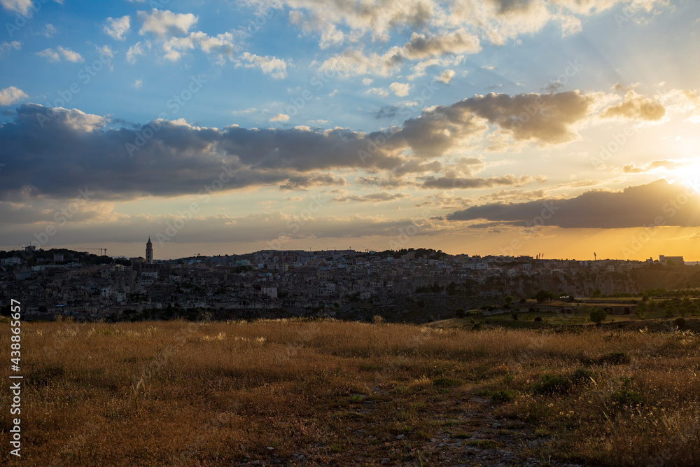 sunrise in Matera. The city of stones. A panorama in Basilicata sunrise in Matera. The city of stones. A panorama in Basilicata
