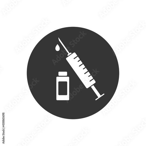 Medical icon for pandemic vaccine ampoule and syringe. Image of covid-19 vaccine and syringe. Illustration of antiviral vaccine