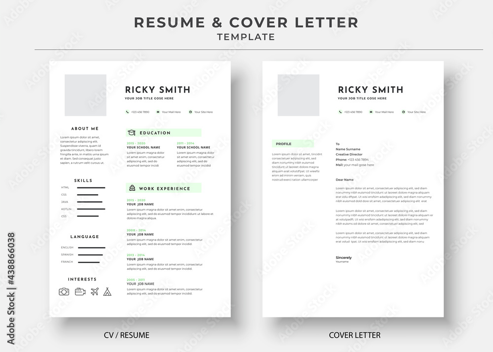 Resume and Cover Letter, Minimalist resume cv template, Cv professional jobs resumes