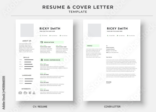 Resume and Cover Letter, Minimalist resume cv template, Cv professional jobs resumes