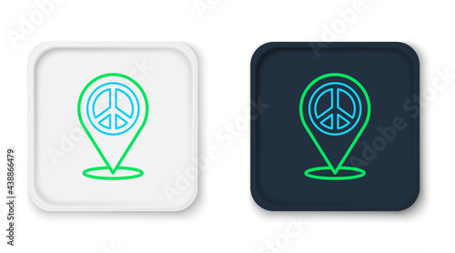 Line Location peace icon isolated on white background. Hippie symbol of peace. Colorful outline concept. Vector