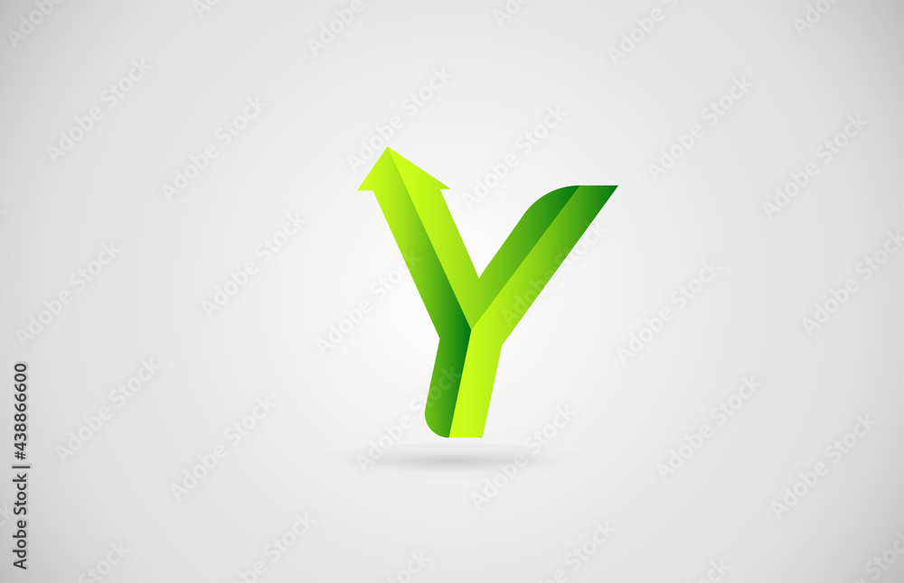 green arrow Y alphabet letter logo icon for business and company. Creative design for corporate green arrow Y alphabet letter logo icon for business and company. Creative design for corporate