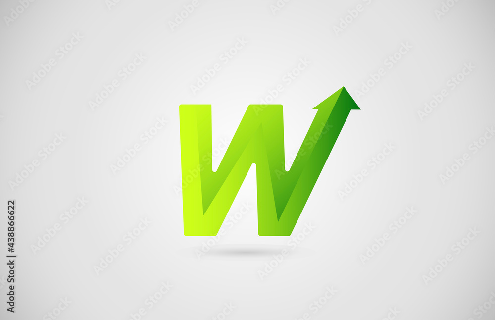 green arrow W alphabet letter logo icon for business and company. Creative design for corporate green arrow W alphabet letter logo icon for business and company. Creative design for corporate