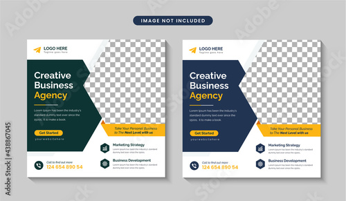 Modern creative business agency marketing promotional social media post or web banner design template premium vector