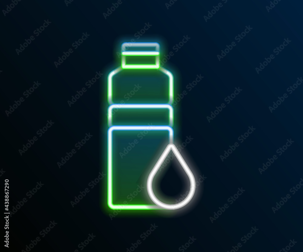 Glowing neon line Fitness shaker icon isolated on black background. Sports shaker bottle with lid for water and protein cocktails. Colorful outline concept. Vector Glowing neon line Fitness shaker icon isolated on black background. Sports shaker bottle with lid for water and protein cocktails. Colorful outline concept. Vector