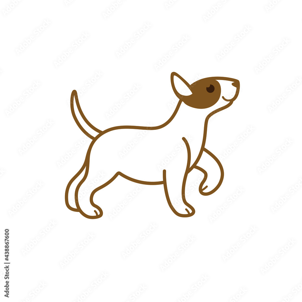 Bull terrier. Cute dog character. Vector illustration in cartoon style for poster, postcard.