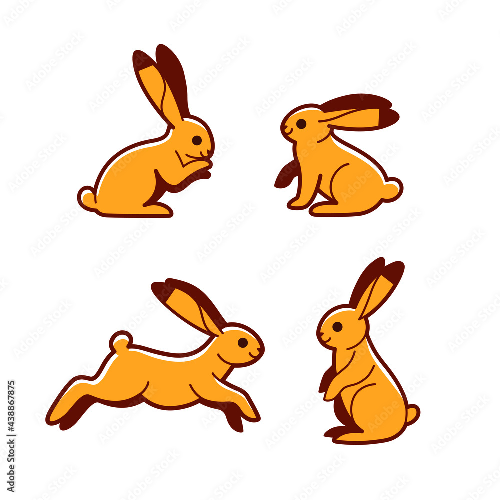 Obraz premium Cartoon hare sketch line icon. Animal icons set. Childish print for nursery, kids apparel, poster, postcard, pattern.