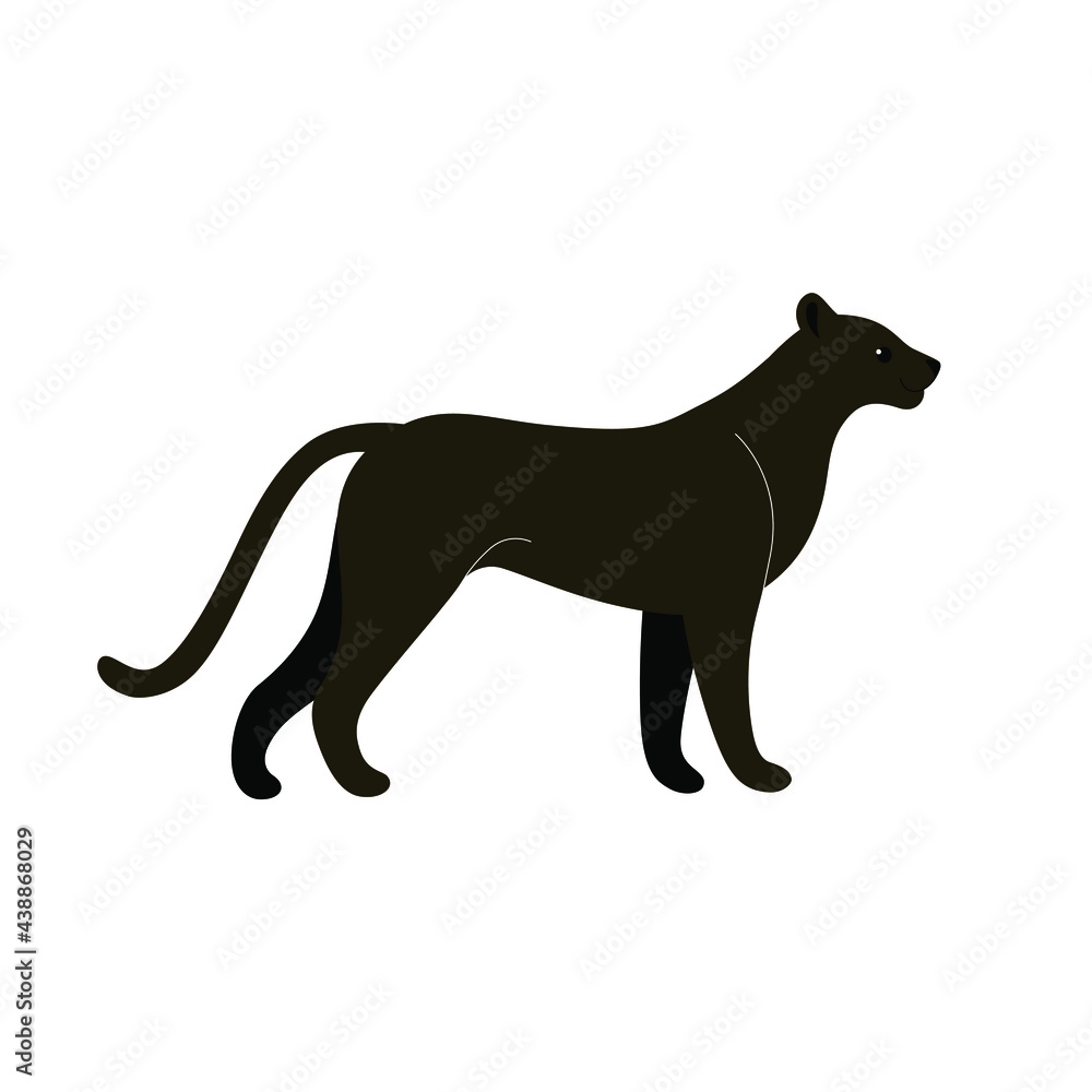 Cute panther - cartoon animal character. Vector illustration in flat style isolated on white background.