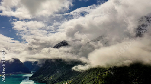 Beautiful Nature Norway Mountain in Clouds