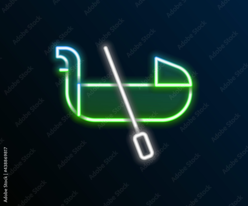 Glowing neon line Gondola boat italy venice icon isolated on black background. Tourism rowing transport romantic. Colorful outline concept. Vector Glowing neon line Gondola boat italy venice icon isolated on black background. Tourism rowing transport romantic. Colorful outline concept. Vector