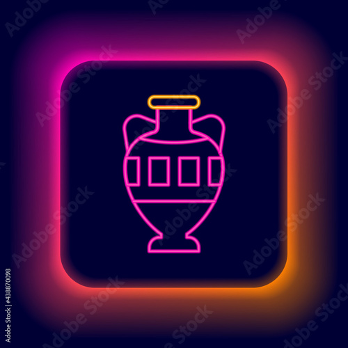 Glowing neon line Ancient amphorae icon isolated on black background. Colorful outline concept. Vector