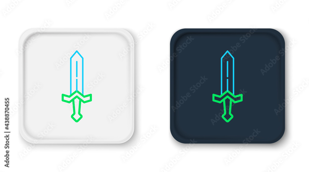 Line Medieval sword icon isolated on white background. Medieval weapon. Colorful outline concept. Vector Line Medieval sword icon isolated on white background. Medieval weapon. Colorful outline concept. Vector
