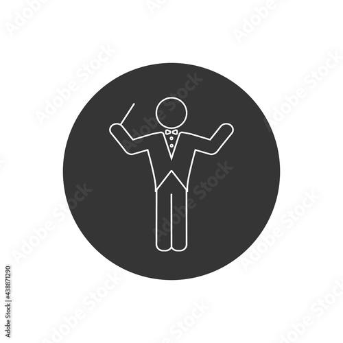 Music conductor line icon in flat, vector