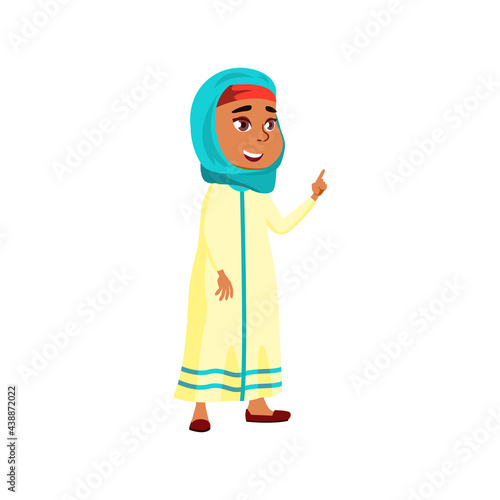 cute islamic girl has idea for resolve problem cartoon vector. cute islamic girl has idea for resolve problem character. isolated flat cartoon illustration