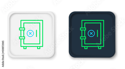 Line Safe icon isolated on white background. The door safe a bank vault with a combination lock. Reliable Data Protection. Colorful outline concept. Vector