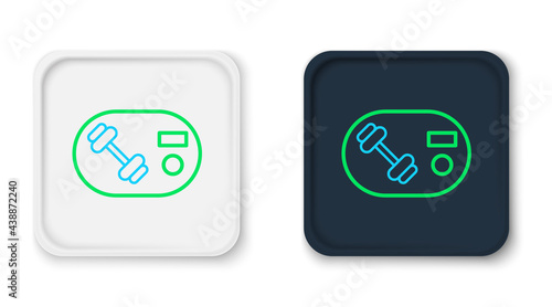 Line Fitness club, gym card icon isolated on white background. Colorful outline concept. Vector