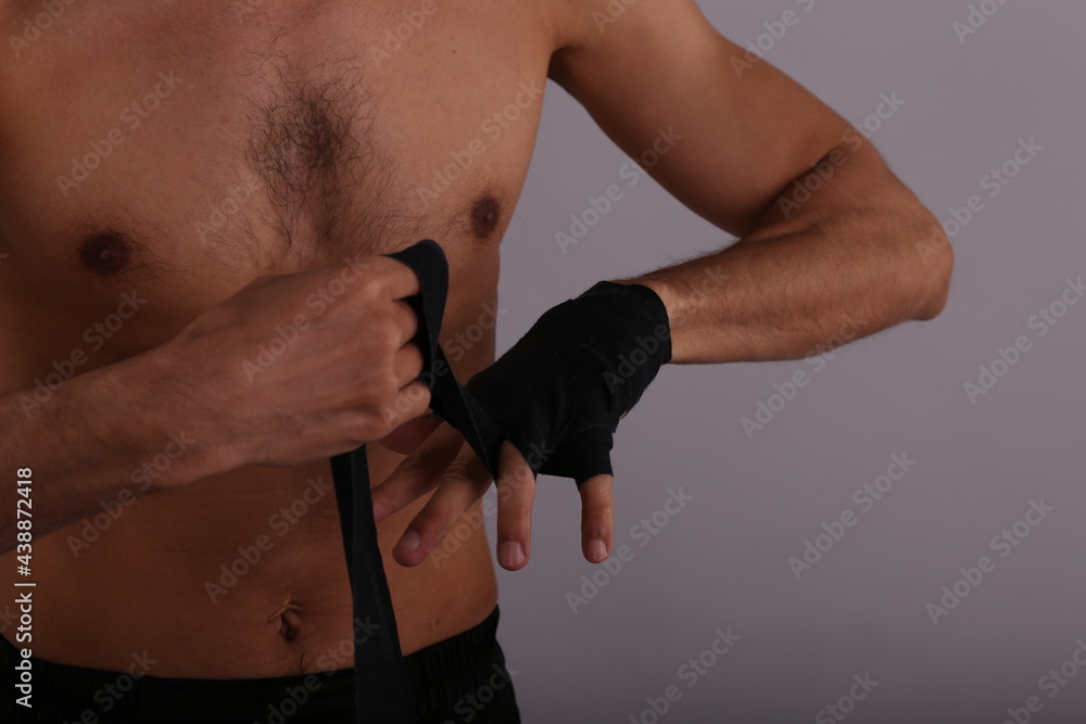 Naklejka premium Bandage on the hand of a fighter