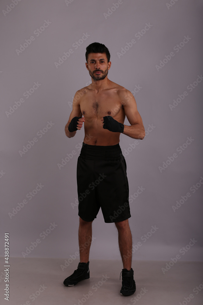 Fighter with bandage on hands Fighter with bandage on hands