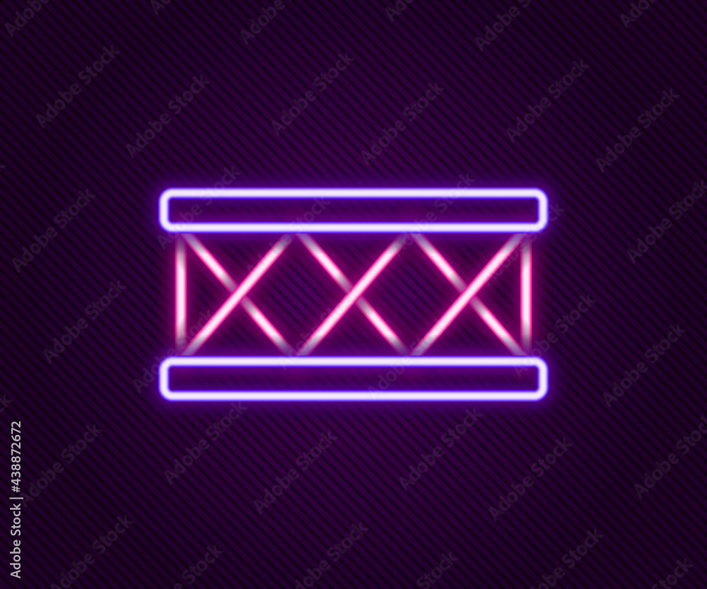 Glowing neon line Drum icon isolated on black background. Music sign. Musical instrument symbol. Colorful outline concept. Vector Glowing neon line Drum icon isolated on black background. Music sign. Musical instrument symbol. Colorful outline concept. Vector