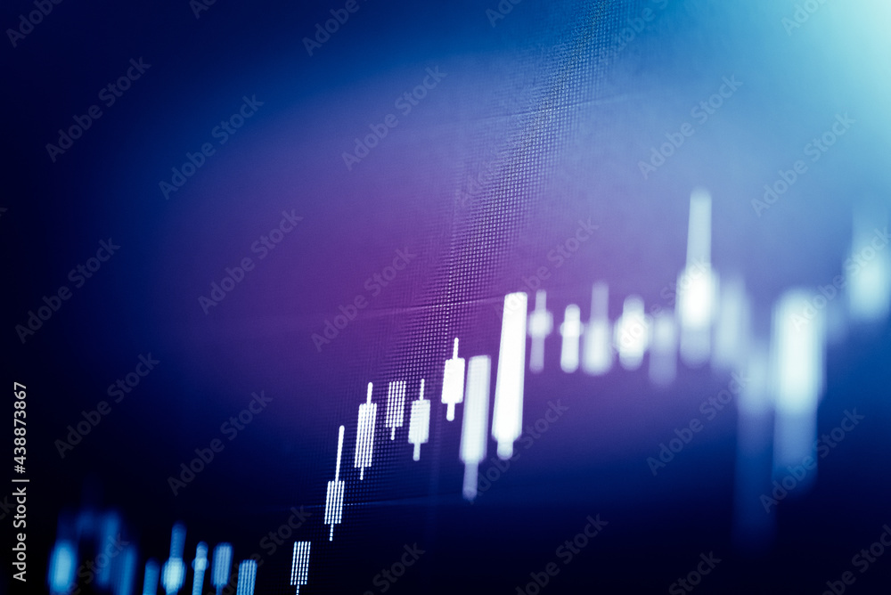 Candlestick chart in financial stock market on digital number background. Forex trading graphic design and Stock market trading trend as concept. Candlestick chart in financial stock market on digital number background. Forex trading graphic design and Stock market trading trend as concept.
