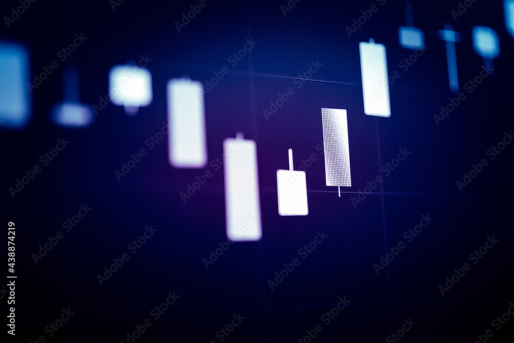 Candlestick chart in financial stock market on digital number background. Forex trading graphic design and Stock market trading trend as concept. Candlestick chart in financial stock market on digital number background. Forex trading graphic design and Stock market trading trend as concept.