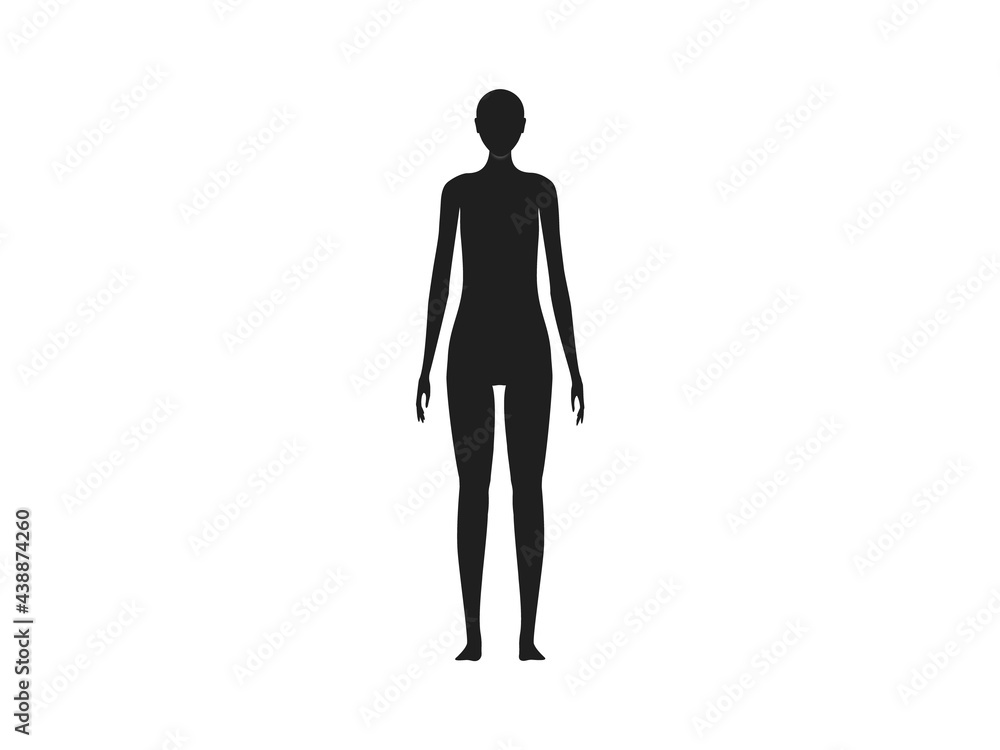 Front view of a female human body silhouette.