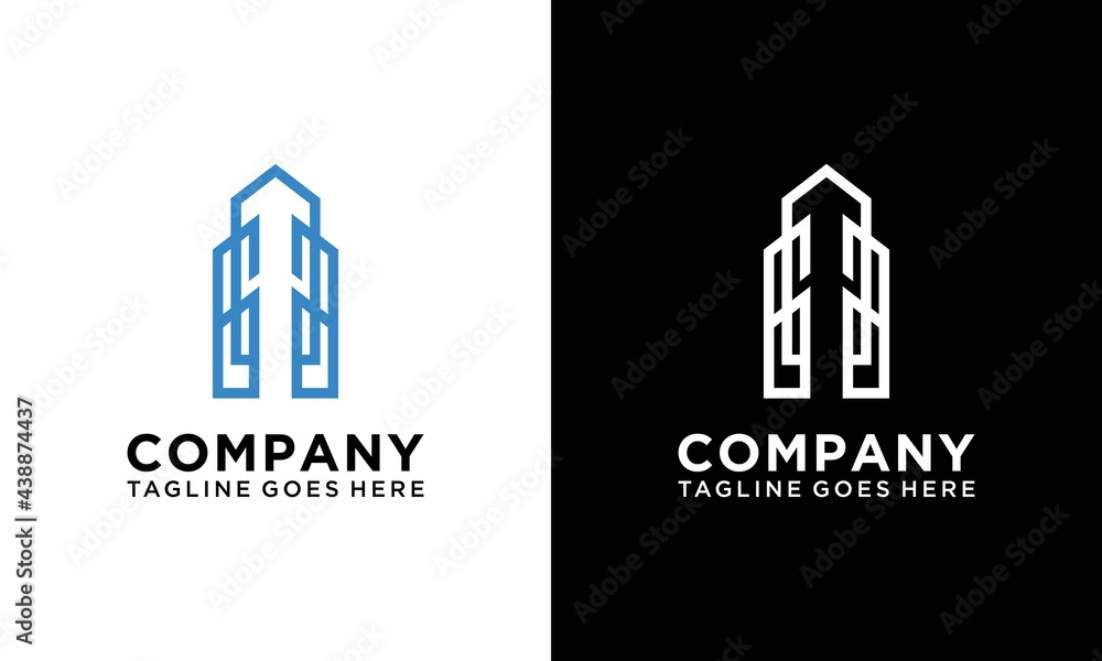 Building construction business logo. Geometric line logo. Vector template