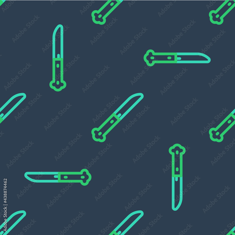 Line Knife icon isolated seamless pattern on blue background. Cutlery symbol. Vector Line Knife icon isolated seamless pattern on blue background. Cutlery symbol. Vector