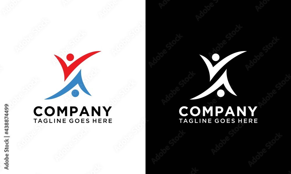 Medical blue and red people check mark Logo. Design Inspiration and Idea. Vector Illustration