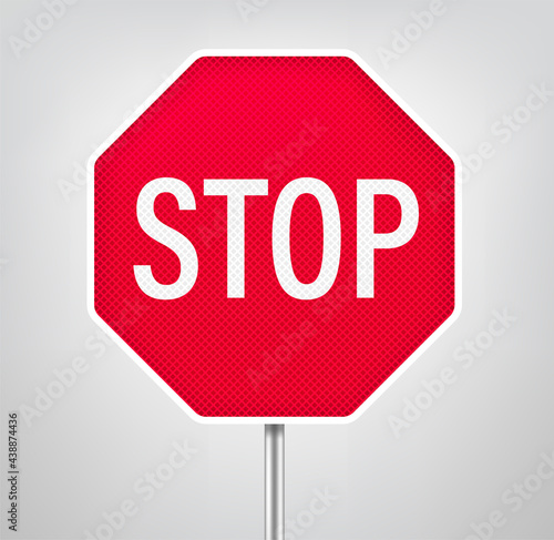 Stop road sign. Realistic 3d style vector