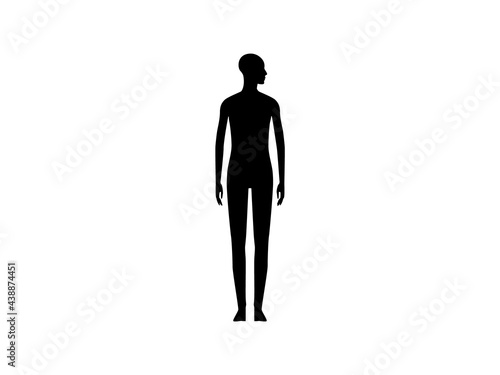 Front view silhouette of a gender neutral person with head turned to the shoulder.