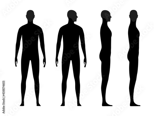 Foto Human body silhouette of a male with a highlighted skull and chin area
