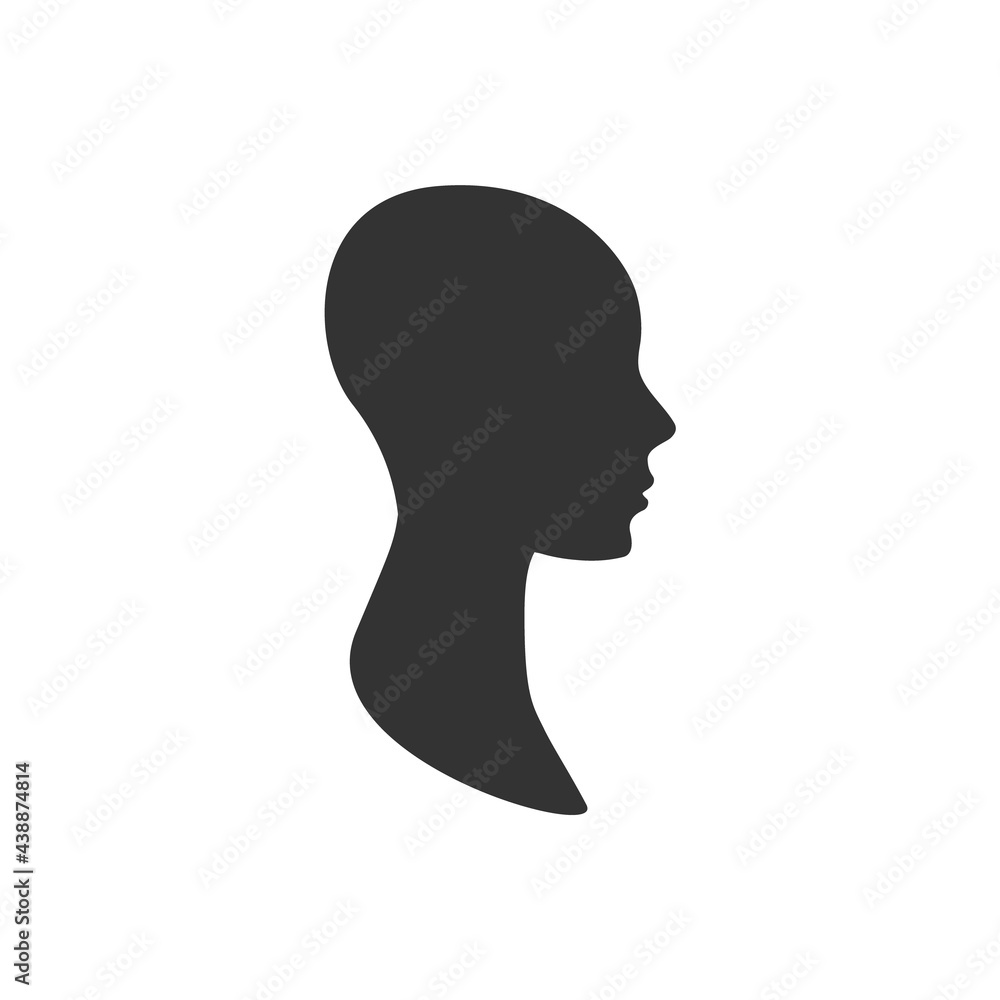 Anonymous profile avatar of a side view female face. Anonymous profile avatar of a side view female face.