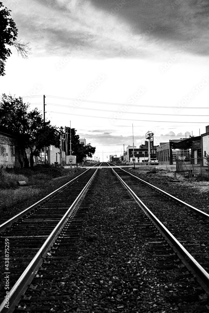 Oklahoma City Train tracks 2 B&W