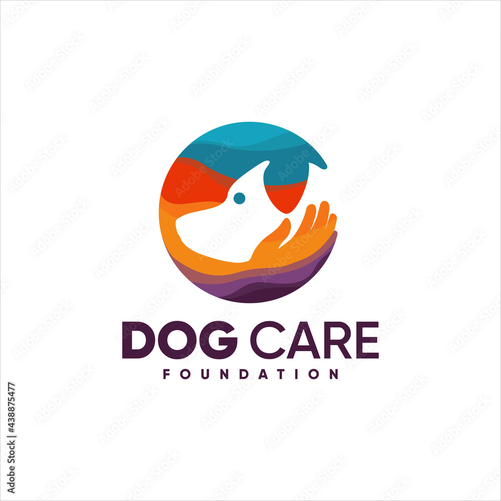 Dog, Dog Care, Foundation, Hand, Colorful Logo Inspiration Dog, Dog Care, Foundation, Hand, Colorful Logo Inspiration
