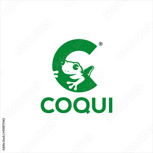 Coqui, frog, letter C, initial logo design