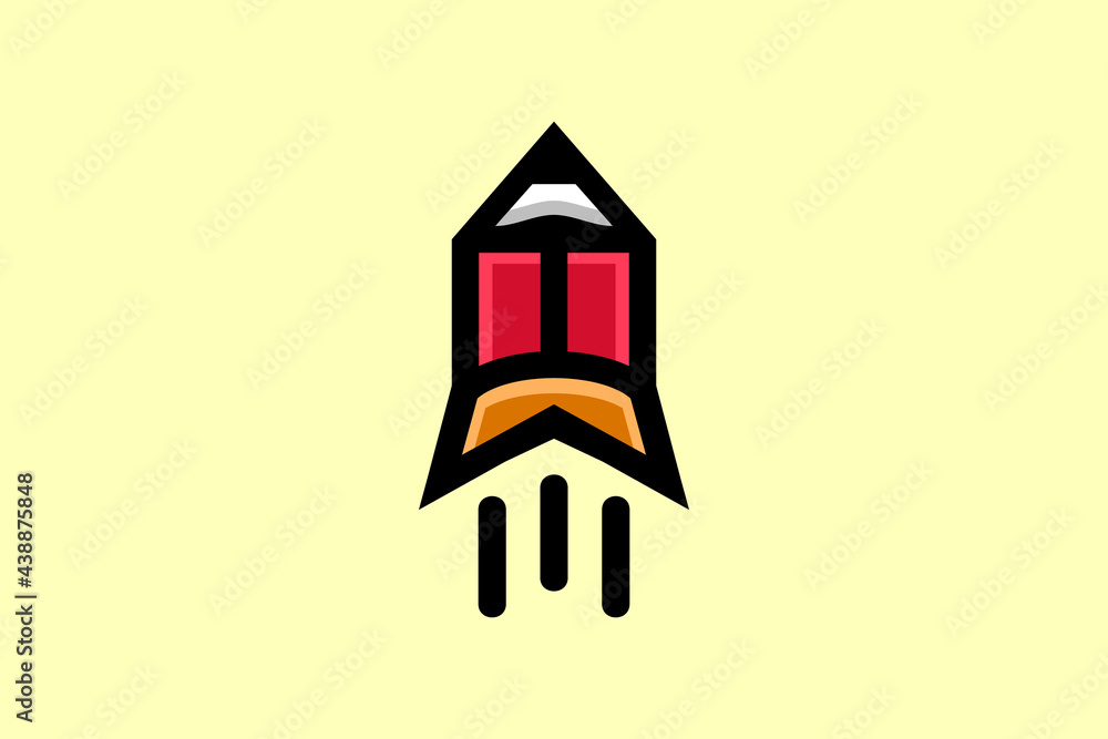 Vector Logo Design Combination of Pencil And Rocket
