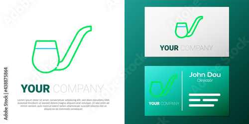 Line Smoking pipe with smoke icon isolated on white background. Tobacco pipe. Colorful outline concept. Vector